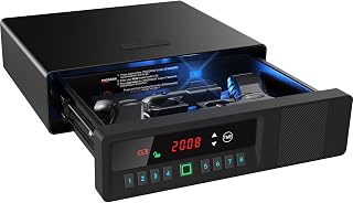 Z ZLJUAN Slide-Away Pistol Handgun Safe for Two Pistols,Quick Access Gun Safe with LCD Display of Time,Battery,Unlock State,Drawer Safe for Nightstand Bedside Home