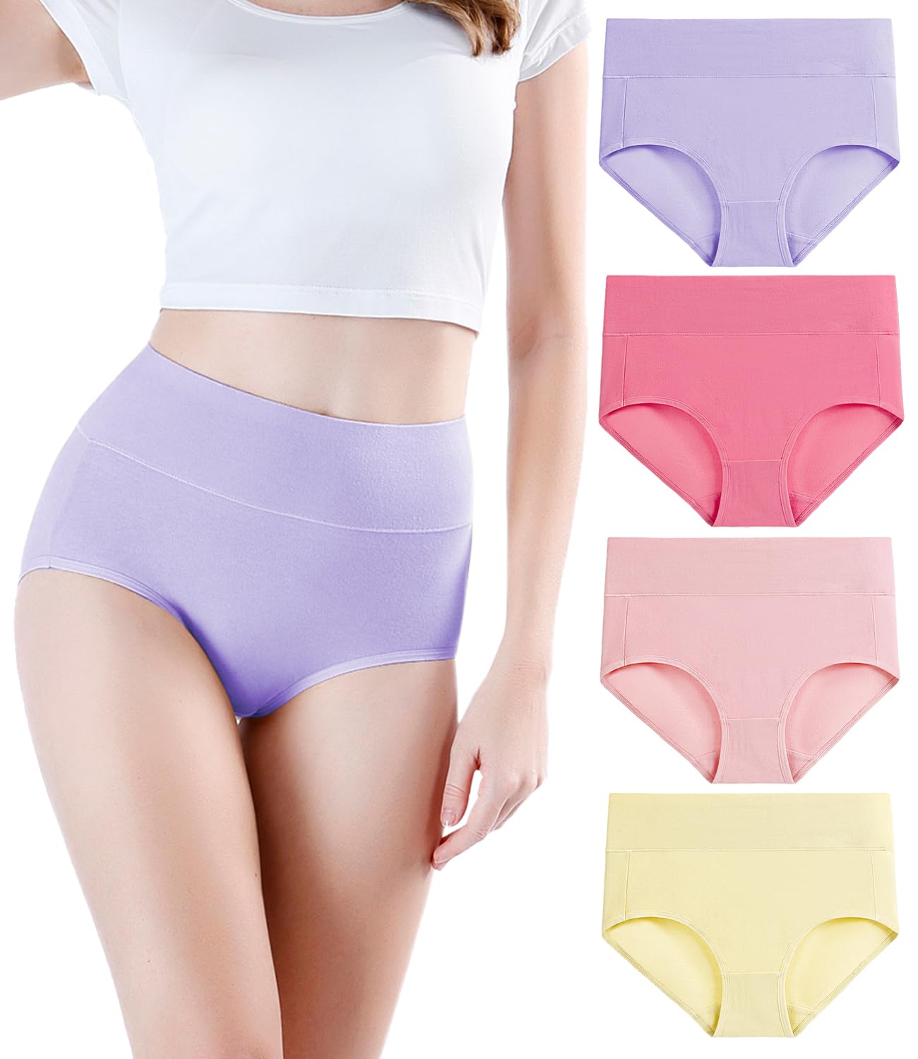 wirarpa Women's Cotton High Waist Culotte Panties Pack of 4