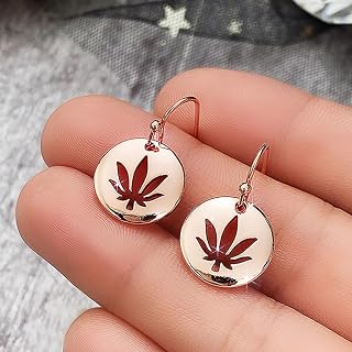 Rose Gold Tone Maple Leaf Drop Earrings for Women