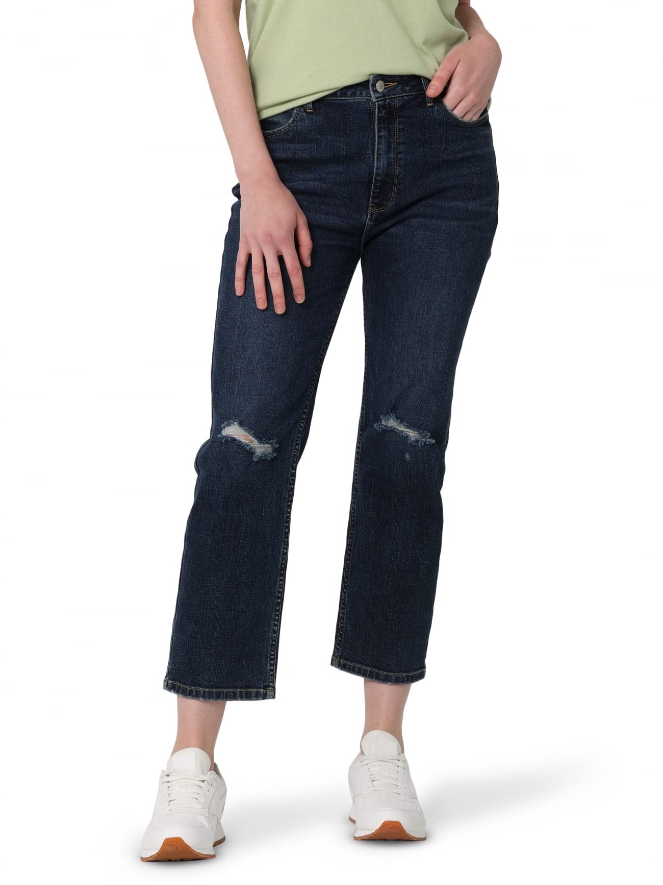 Wrangler Womens High-Rise Rodeo Straight Leg Crop Jean