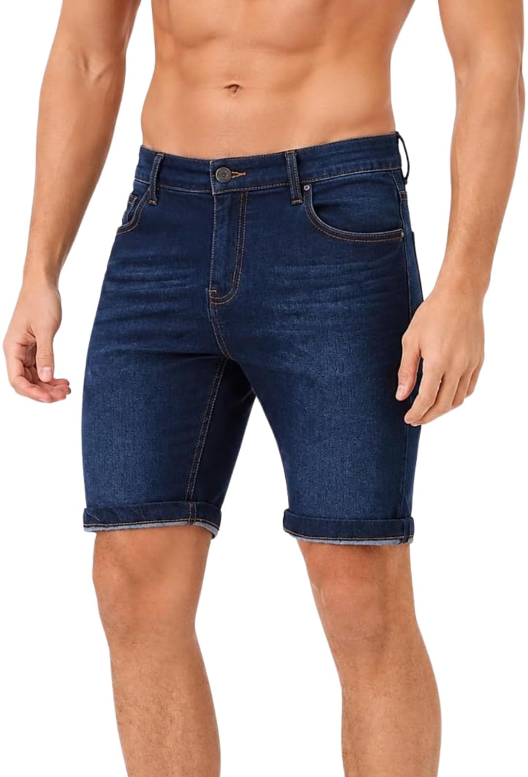 JMOJO Denim Shorts Men - 5-Pockets Design for Summer Blue Jean Shorts Men Slim F
