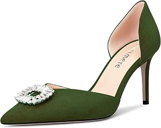 Castamere Women's High Heel Pointed Toe Pumps Two-Piece Slip-On Diamond Crystal Dance Dress 8CM Heels