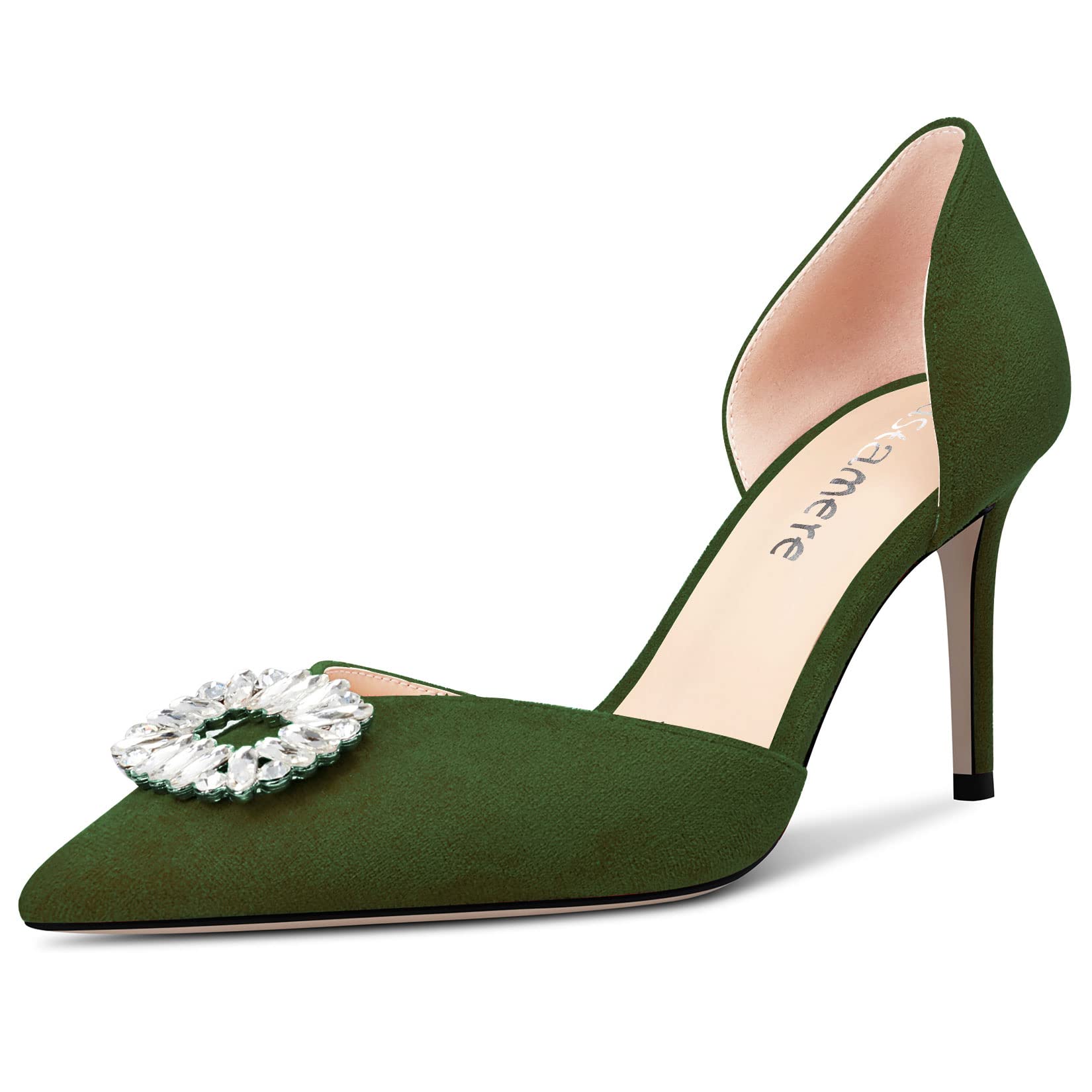 Castamere Women's High Heel Pointed Toe Pumps Two-Piece Slip-On Diamond Crystal 