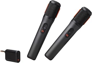 JBL PartyBox Wireless Mic - 2X Digital Wireless Microphones, Rechargeable Battery (20hrs - 700mAh), Clear Voice, Crisp Sound, Stable 2.4GHz Connection, Compatible with All PartyBox Speakers (Renewed)