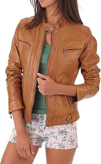 Women Leather Jacket - Lambskin Winter Vintage Motorcycle Biker Jacket, Moto Riding & Racing Jackets
