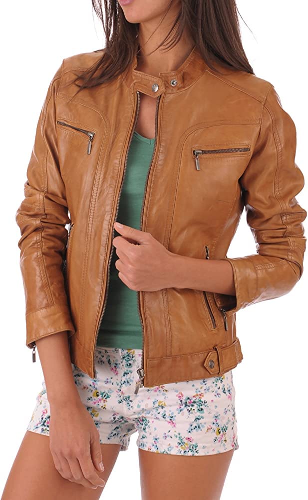 Women Leather Jacket - Lambskin Winter Vintage Motorcycle Biker Jacket, Moto Rid
