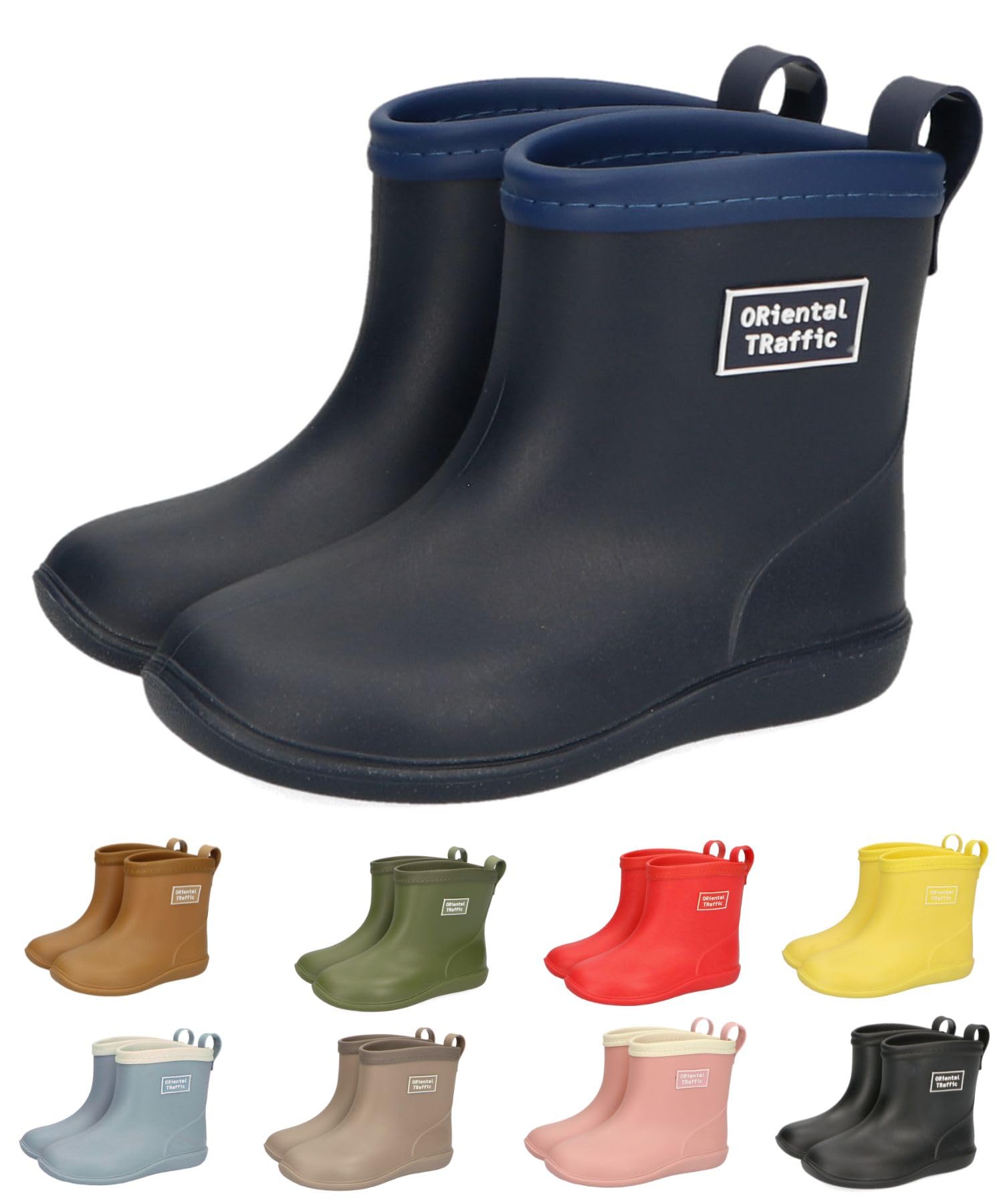 Oriental Traffic K-202 Kids' Rain Short Boots, Waterproof, 5.9 - 8.7 inches (15 