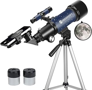 Telescope for Adults Beginners, 70mm Aperture 400mm AZ Mount Fully Multi-Coated Optics Refractor Portable Telescopes, Travel Telescope with Tripod and Phone Adapter-Blue