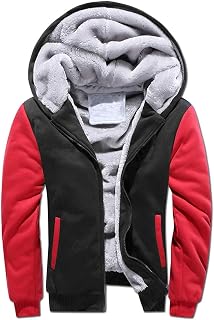 Men's Hoodie with Zip, Long Sleeve Hooded Jacket, Winter Warm Fleece Inner Sweatshirt, Plus Thick Fleece Jacket, Sweat Jacket with Hood