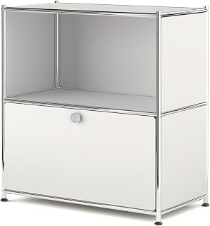Side Table, Width 30.3 x Depth 15.7 x Height 32.5 inches (77 x 40 x 82.5 cm), Flap Door, 2 Tier Storage Cabinet, Scandinavian Style, Easy Assembly, For Living Room/Bedroom, White