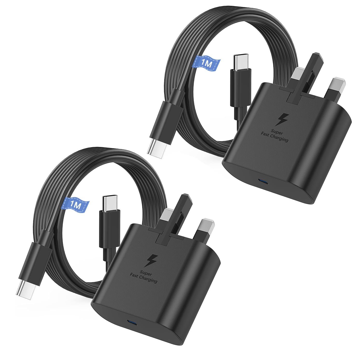 For Samsung Fast Charge, 2Pack USB C Charger Plug and Phone Cable 1M USBC to Typ