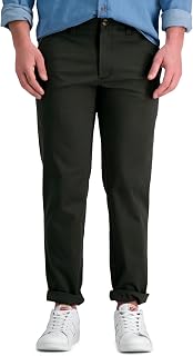 Haggar Life Khaki Comfort Flat Front Straight Fit Chino Pant Casual Pants for Men