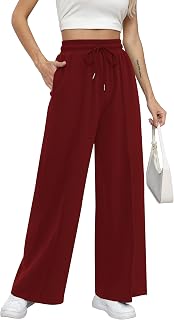 Missufe Women Stretch High Waist Wide Leg Casual Joggers Workout Lounge Pants Sweatpants with Pockets