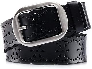 JASGOOD Leather Western Belt for Men Women Floral Engraving Cowboy Belt Bolt Buckle Longhorn Waist Belt for Jeans Pants