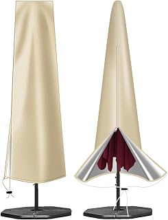 OKPOW Patio Umbrella Cover Waterproof: Fit 9ft to 12ft Outdoor Umbrellas | 420D Oxford with Long Zipper, Protect Umbrella from Sun, Rain, Snow & Dust, Helping Extend Outdoor Umbrella's Life