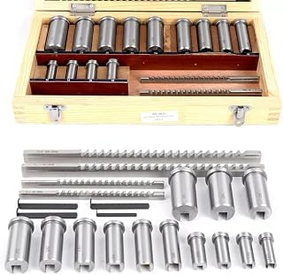 22 Pcs Keyway Broach Kit,Industrial Tools Metric Size Broaching Cutter Collared Bushing Shim Set, HSS Broaching Cutter Industrial Broaching Tools for Lathe Keyway Size B-4mm,B-5mm,C-6mm,C-8mm