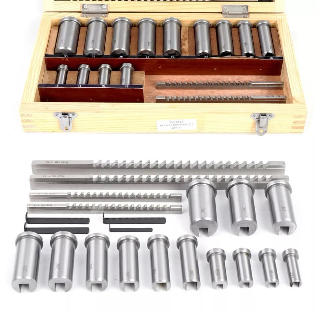22 Pcs Keyway Broach Kit,Industrial Tools Metric Size Broaching Cutter Collared 