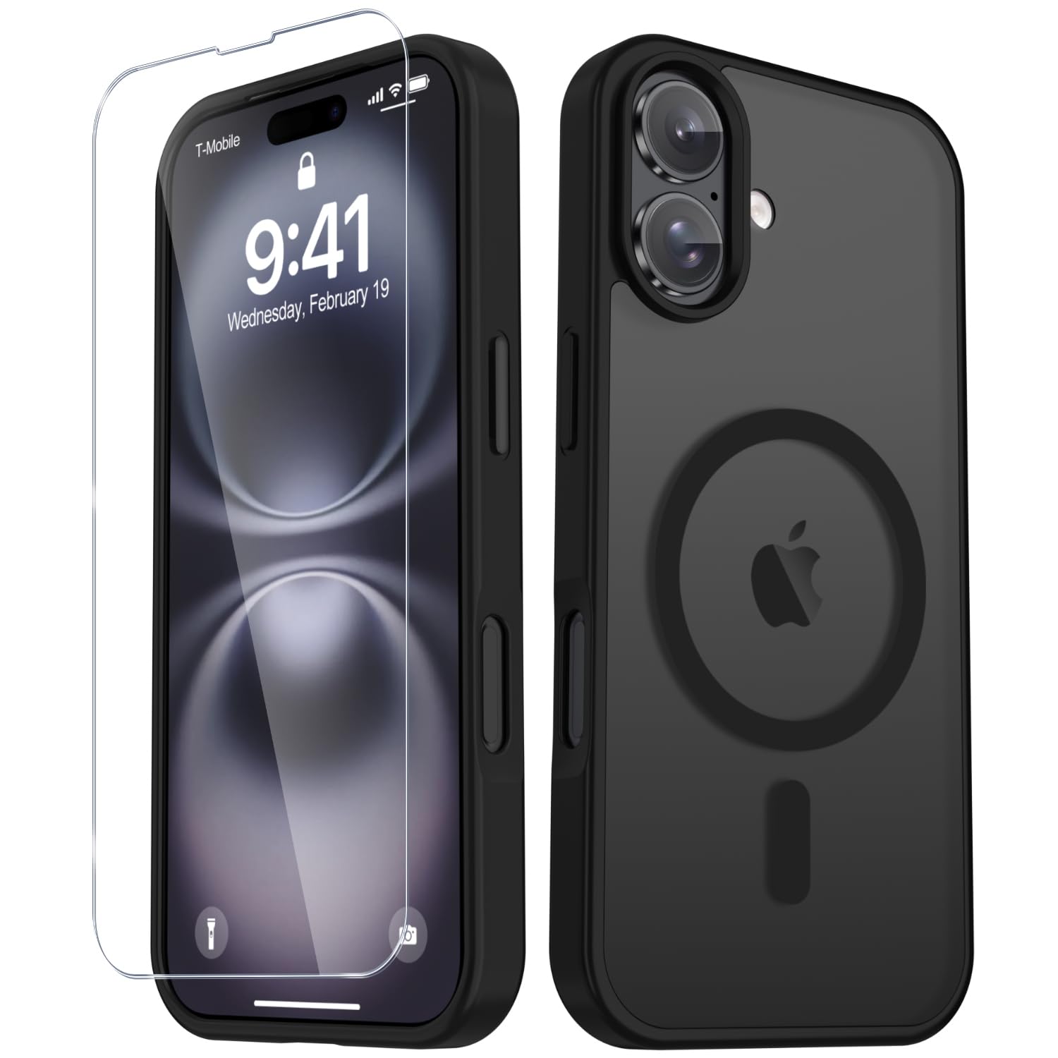 YENAPOON for iPhone 16 Case, Matte Magnetic Phone Cover, Black | Fit for MagSafe