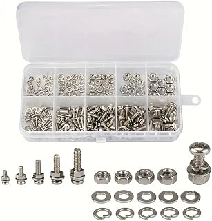 320pcs Stainless Steel Hex Nuts and Bolts Set Metric Hardware Assortment M2 M2.5 M3 M4 M5 Universal Screws Kit for Electronics and DIY Repair