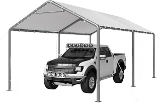 Aoxun 10x20 Carport Heavy Duty Carport Potable Car Canopy Garage, White | Adjustable Height car port for Cars, Boats, Trucks, Outdoor Carport Shelter with Steel Frame, Portable Car Tent