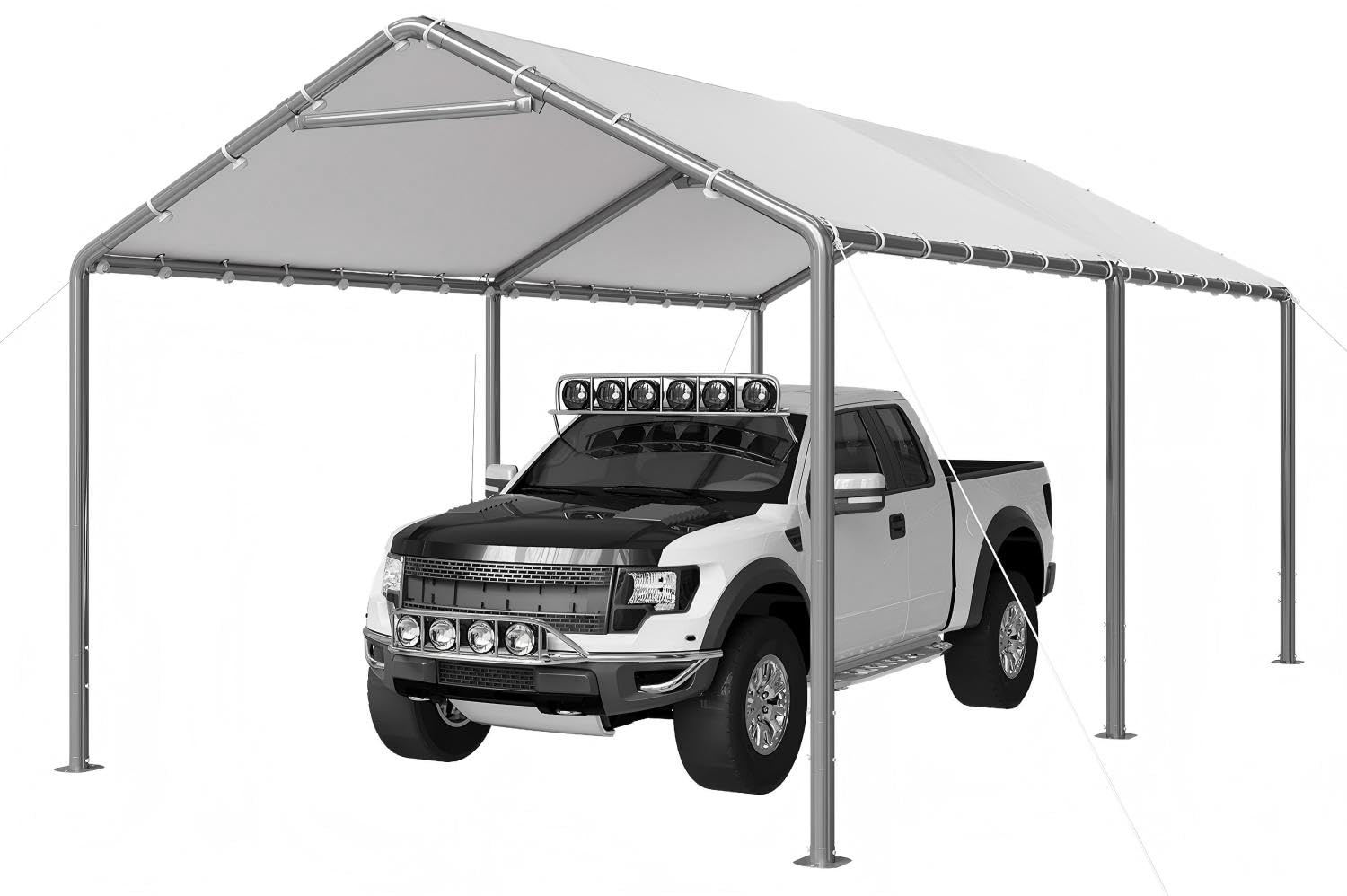 Aoxun 10x20 Carport Heavy Duty Carport Potable Car Canopy Garage, White | Adjust