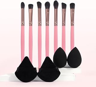 11 Pcs Makeup Brushes Set Fluffy Soft Fluffy Makeup Brushes Set for All Skin Types Gentle on Face Ideal for Foundation, Blusher and Eyeshadow (Pink)