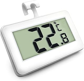 Fridge Thermometer, Digital Waterproof Thermometer Fridge with Freezer Thermometer with Easy-to-Read LCD Display, Reading, Perfect for Indoor Use, Home, Restaurants, Bars, Cafés (White-1)