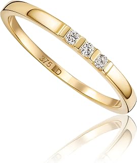 Miore 's Lab Diamonds 9 Carat 375 Yellow/White Gold 3 Lab Diamonds Engagement / Eternity Ring 0.05 Carat