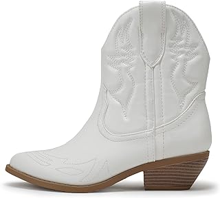 Soda Women Cowgirl Cowboy Western Stitched Ankle Boots Pointed Toe Short Booties Rigging-S (Wide Fit Available)
