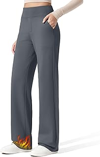 G4Free EverGoing Fleece Lined Wide Leg Pants for Women Dressy Work Casual