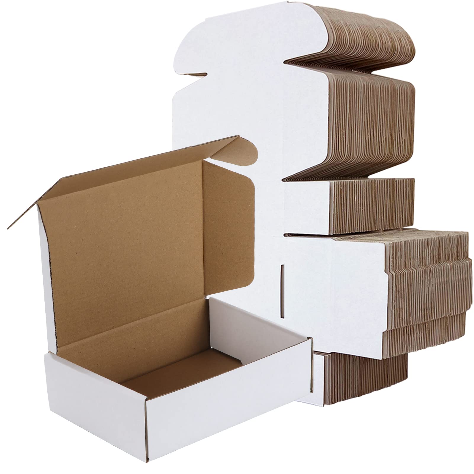 RLAVBL 7x5x2 Shipping Boxes Set of 50, White Small Corrugated Cardboard Box, Mai