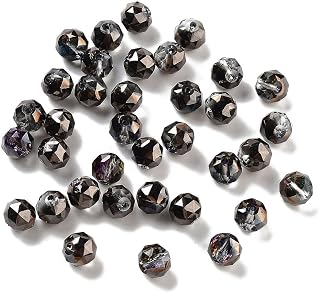 100pcs Electroplated Crystal Glass Faceted Round Beads Spacer Beads for Jewelry Making Necklace Bracelet DIY Craft Supplies Black