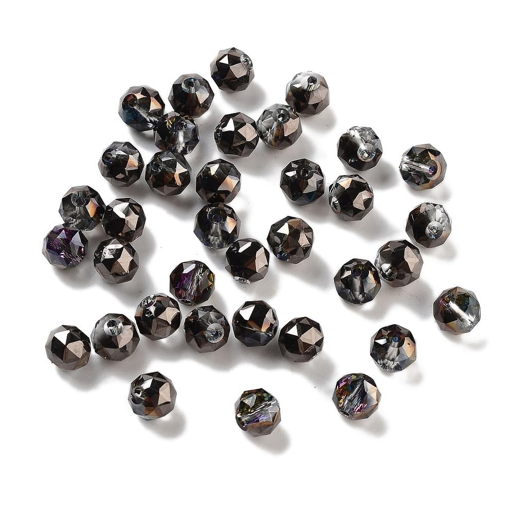 100pcs Electroplated Crystal Glass Faceted Round Beads Spacer Beads for Jewelry 