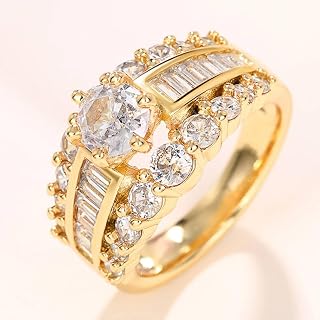Luxury Women Gold Color Fashion Cubic Zirconia Wedding Rings Engagement Accessories