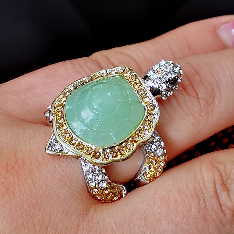 HUKQBUNX 925 Sterling Silver Shiny Natural Ice Jade Cute Little Turtle Innovativ