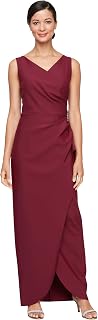 Alex Evenings Slimming Long Side Ruched Mother of The Bride Dress W/Cascade Ruffle Skirt (Petite And Regular Sizes) Women's Special Occasion Dress