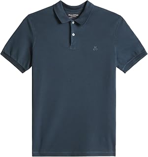 Marc OߴPolo Men's Shaped Fit Short Sleeve Polo Shirt with Stretch, Blue (Total Eclipse), L