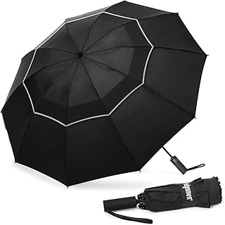 62/54/46 Inch Rain Umbrella Golf Umbrella Compact Travel Inverted Windproof Double Canopy 10 Ribs Auto Open and Close UPF 50 Sun Protection