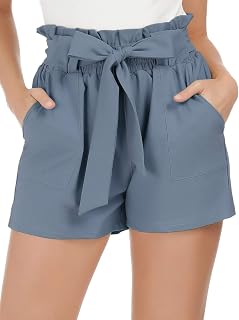 GRACE KARIN Women's Cropped Paperbag Waist Pants with Pockets