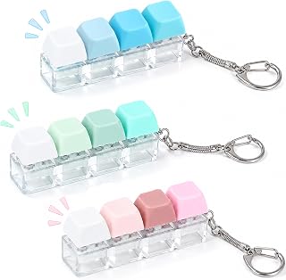 3pcs Keyboard Fidget Toy - 4 Keys Clicker Fidget Toys Adults Kids Macaron | Quality Clicky Keyboard Fidget Toy, Finget Keyboard Caps, Portable Fidgets Keyboards with Keychain, Stress Relief Gifts Adult