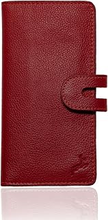 Womens wallet (Holds 15-18 Cards, 4 Flat Pockets, ID Windows) Genuine Leather wallet for women | Slim long wallets for women | rfid blocking wallet and Zipper Pocket (red Wallet)