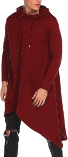 COOFANDY Men's Hooded Poncho Cape Cloak Casual Asymmetrical Hem Hoodie Sweatshirt