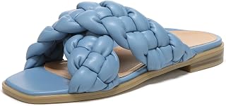 Vionic Poppy - Sandalias de mujer con plantilla Vio-Motion trenzada, sandalias planas de apoyo que incluyen una plantilla ortopédica y suela acolchada para soporte de arco, ajuste medio y ancho, tallas 5-11, Sombra azul , 35.5 EU