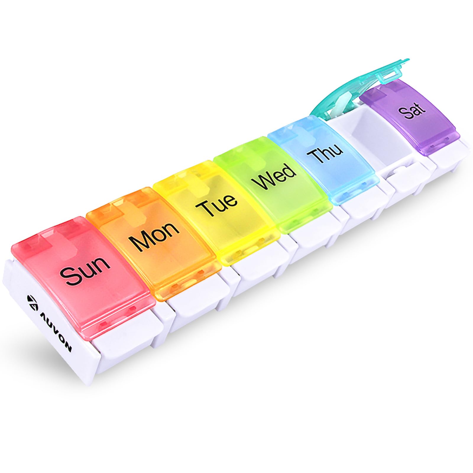 AUVON Weekly Pill Organizer Arthritis Friendly, BPA Free Travel 7 Day Pill Box C
