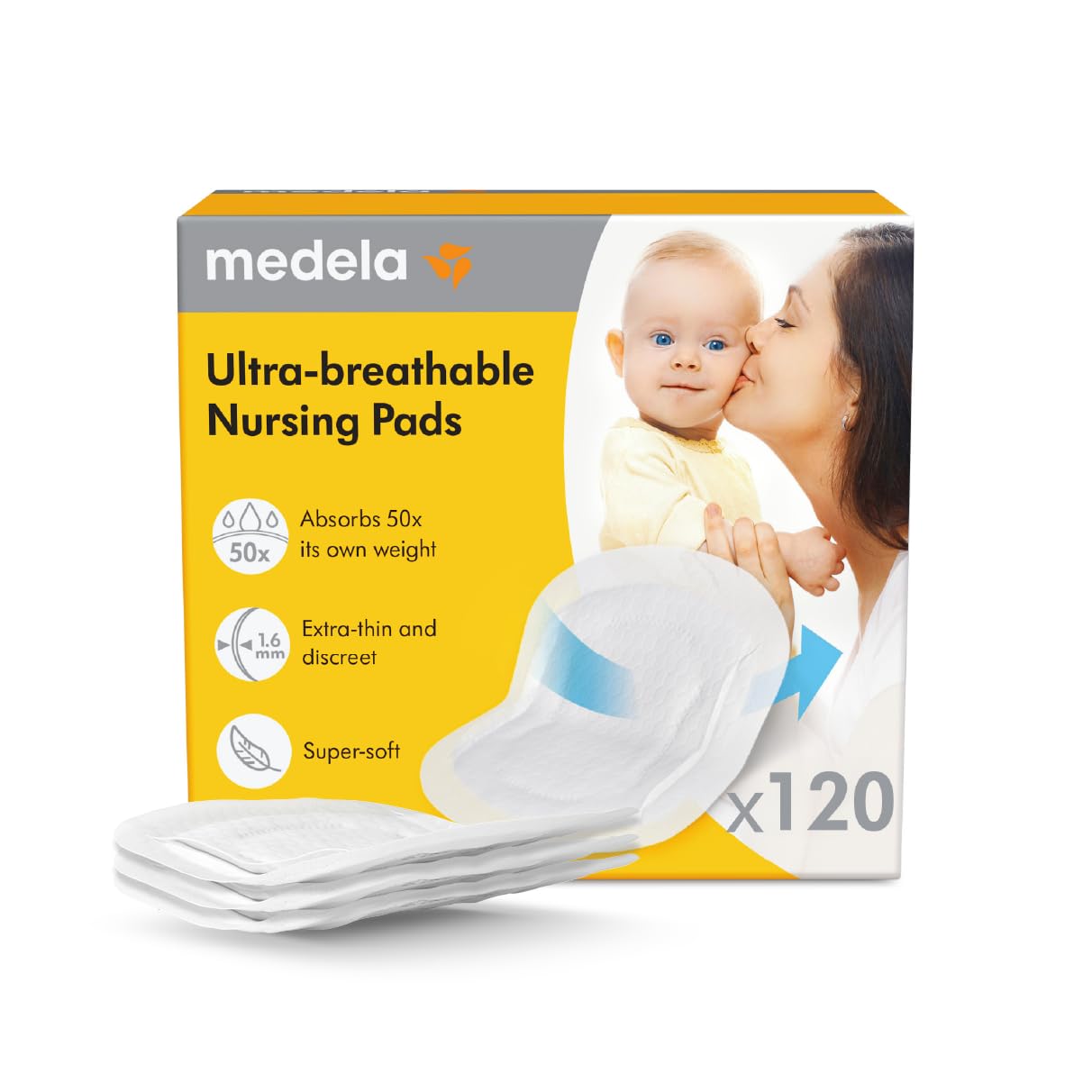 Medela Ultra-Breathable Nursing Pads, Highly Absorbent, Super Soft, Discreet Des