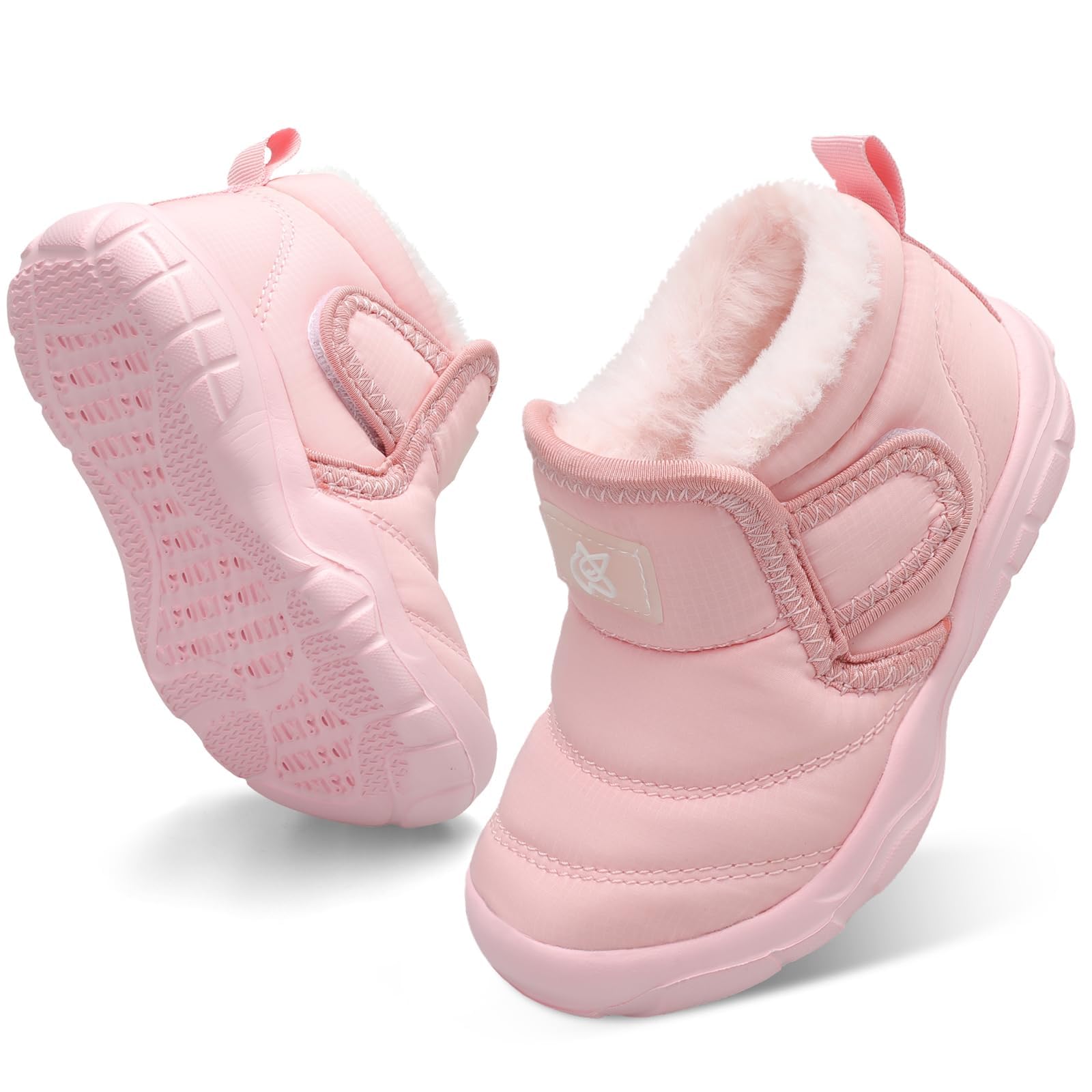 JIASUQI Baby Boys Girls Winter Warm Fluffy Snow Boots with Faux Fur Lining