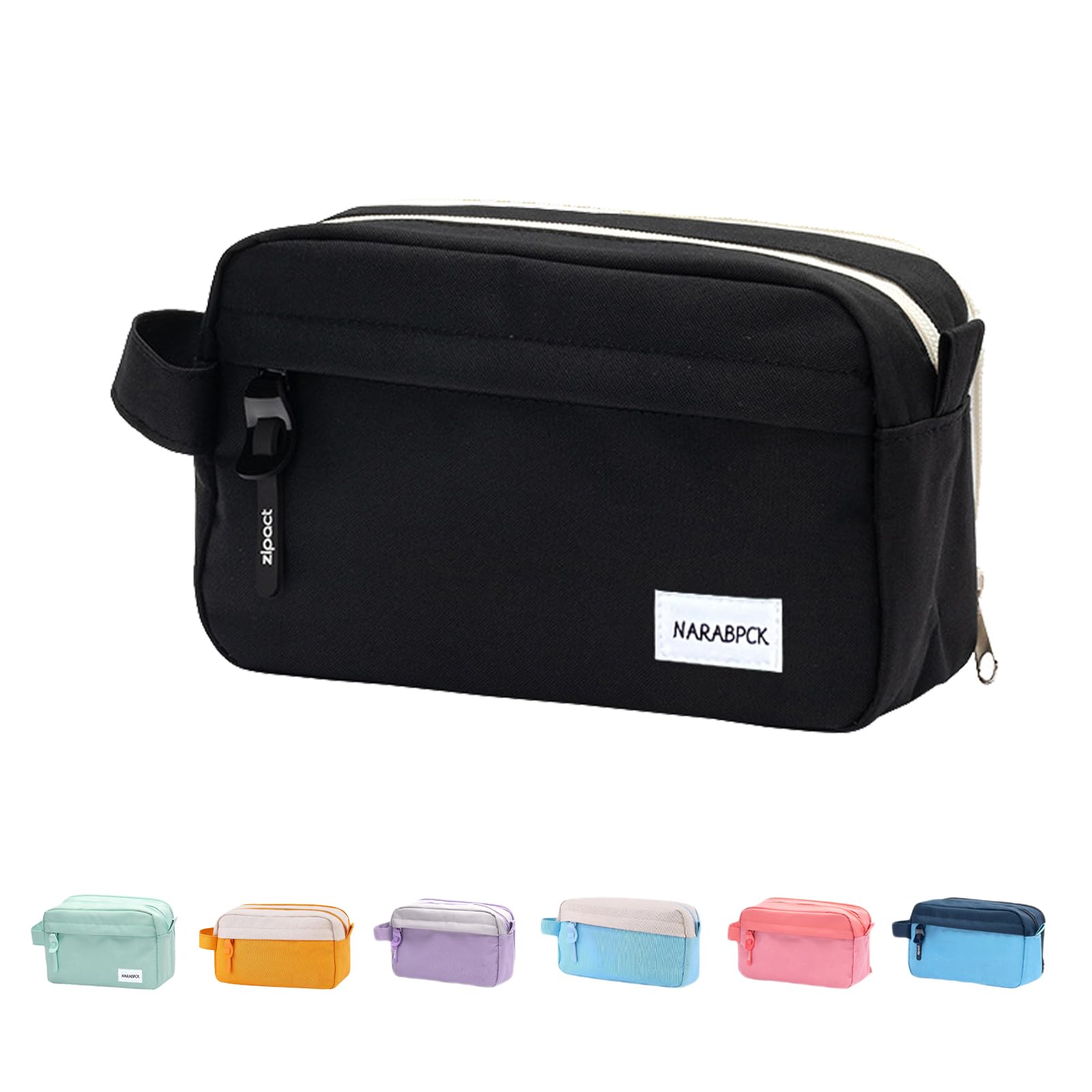 Large Capacity Pencil Case with 3 Compartments, Portable Big Pencil Pouch with D