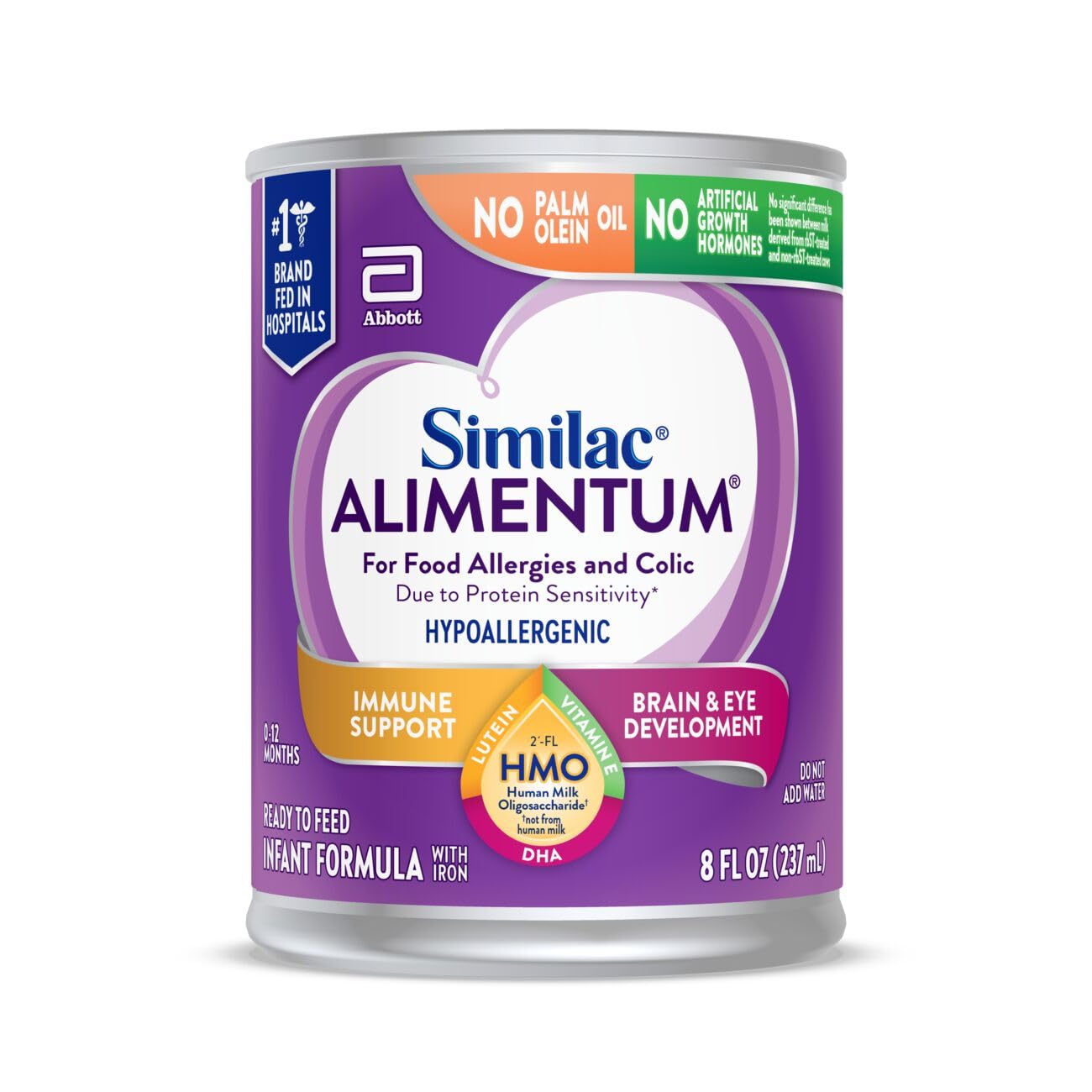Similac Alimentum with 24 pack - 8 oz. cans HMO, Hypoallergenic Ready-to-Feed Ba