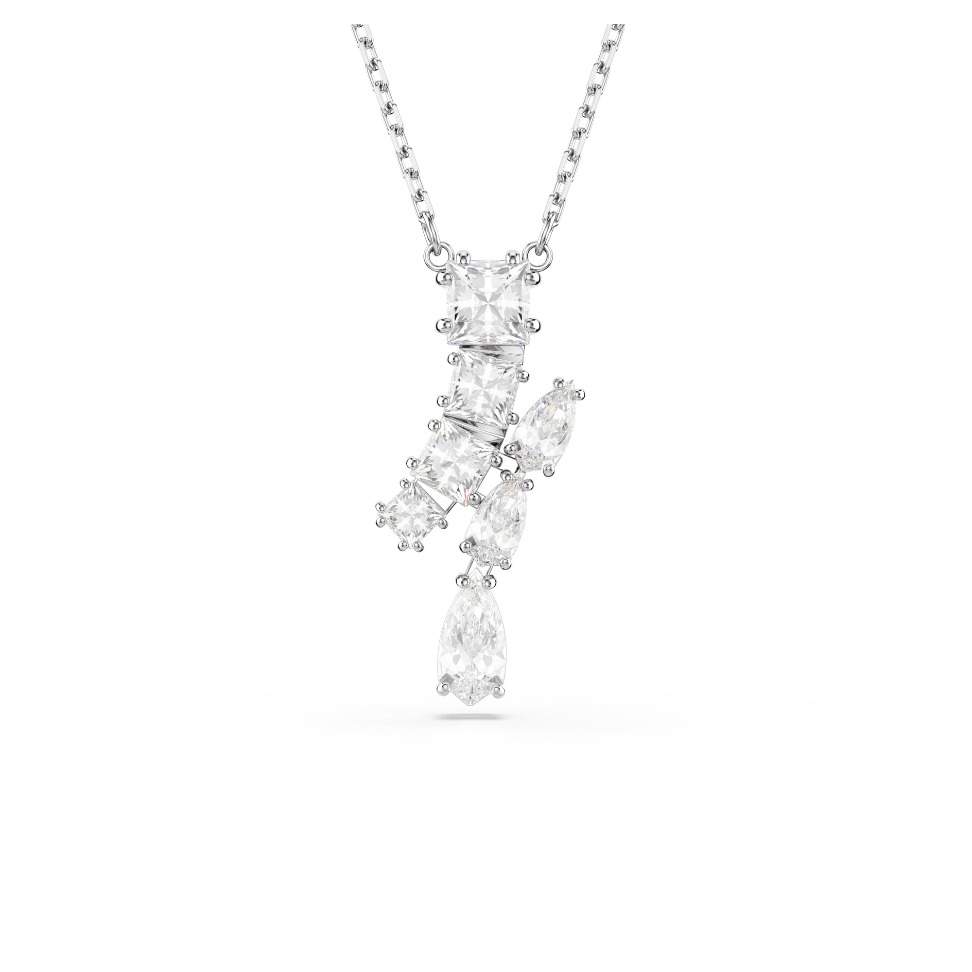 Swarovski Matrix Pendant, Mixed Cuts, Clear, Rhodium Finished