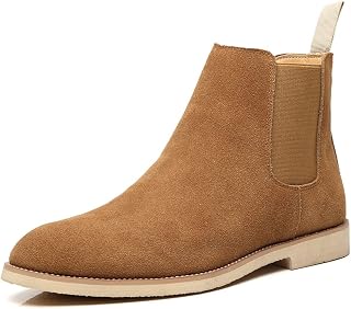 Placck Men's Short Boots, Genuine Leather, Chelsea Boots, Business Shoes, Stylish, Suede, Side Gore, Casual, England Style, Large Size